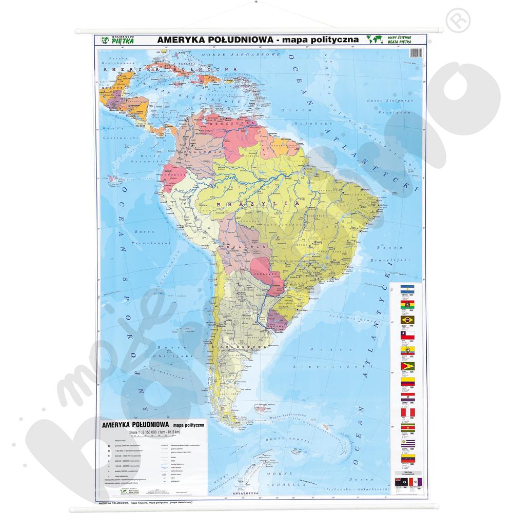 Ameryka Południowa - dwustronna mapa fizyczna/polityczna, 100 x 140 cm