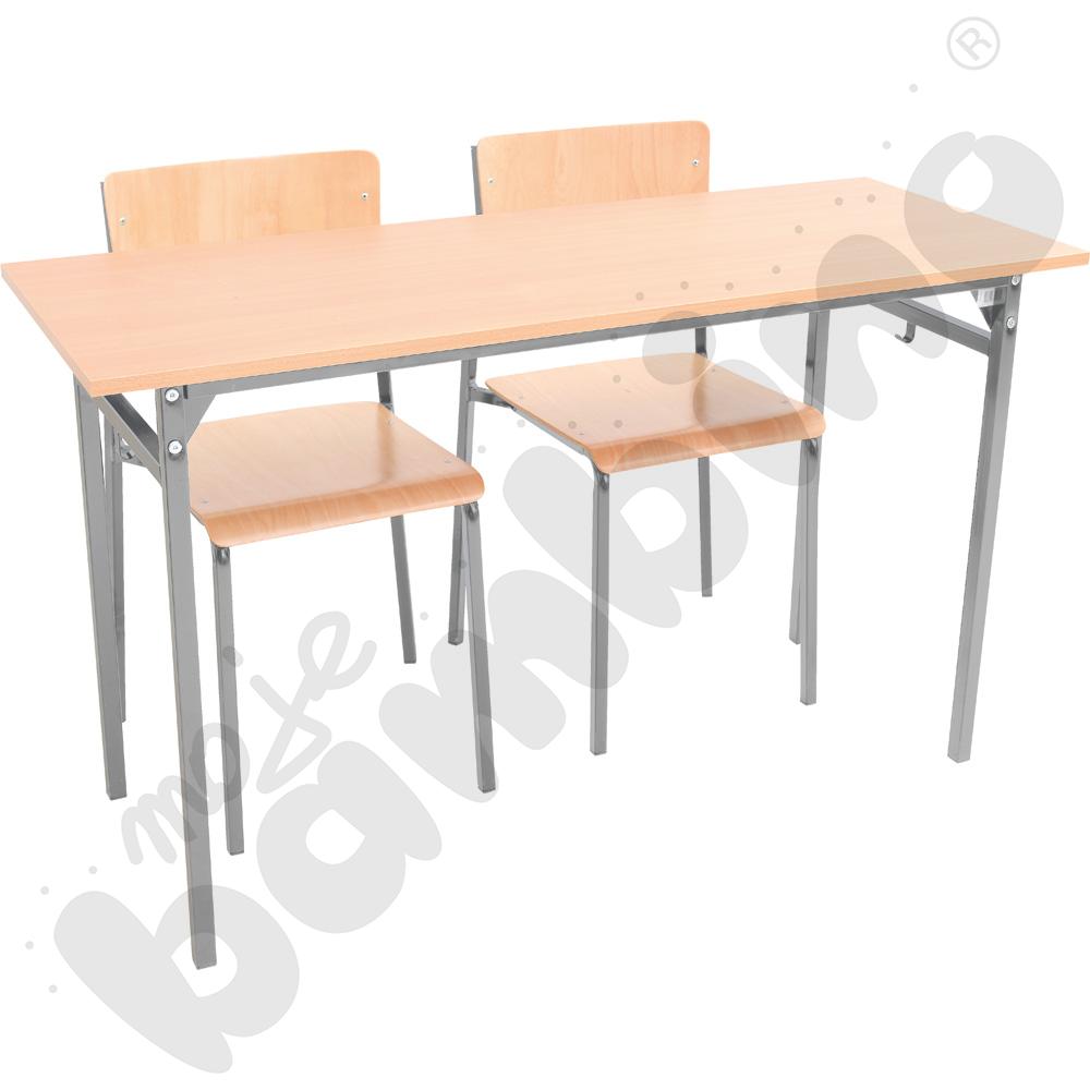Stół B 2-os. z krzesłami B, rozm. 6, aluminium