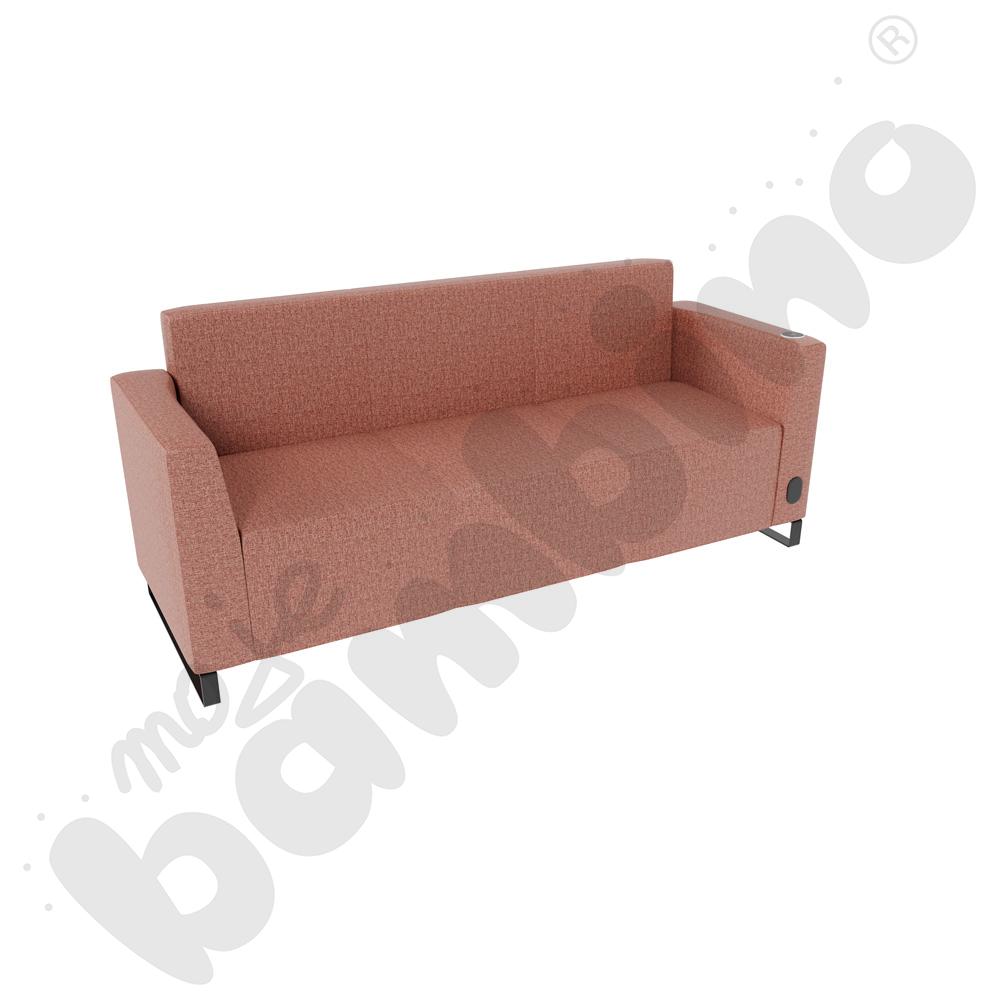 Sofa Universum 3-os. wys. 82 cm, 2 boki niskie, prawy z gniazdkiem elektrycznym i indukcją, tkanina RO11