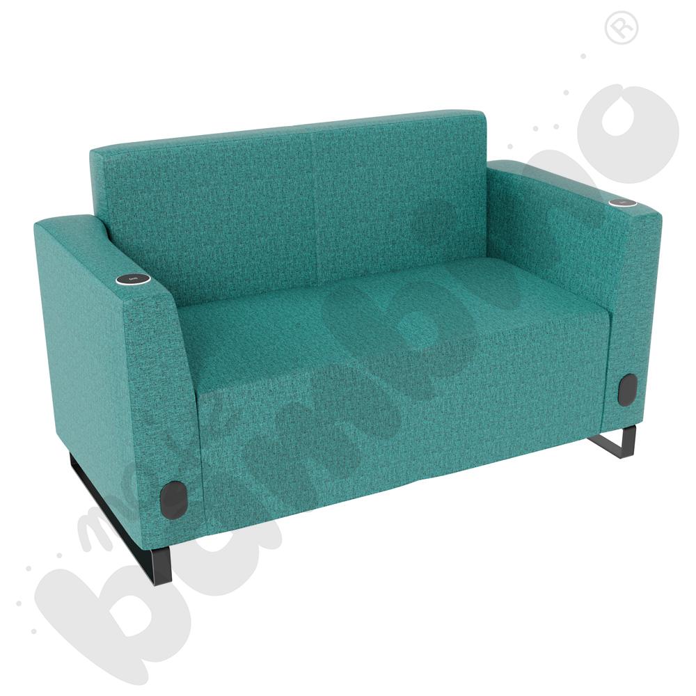 Sofa Universum 2-os. wys. 82 cm, 2 boki niskie, oba z gniazdkiem elektrycznym i indukcją, tkanina RO19