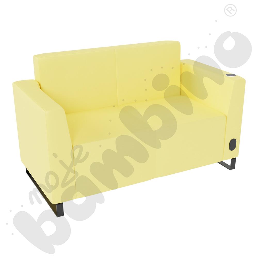 Sofa Universum 2-os. wys. 82 cm, 2 boki niskie, prawy z gniazdkiem elektrycznym i indukcją, tkanina MT10