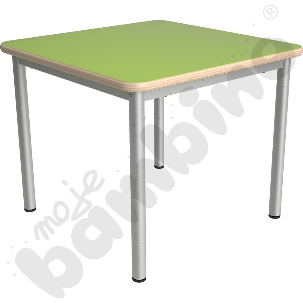 Stół Mila kwadratowy 70x70, HPL - jasnozielony, zaokrąglony, rozm. 3