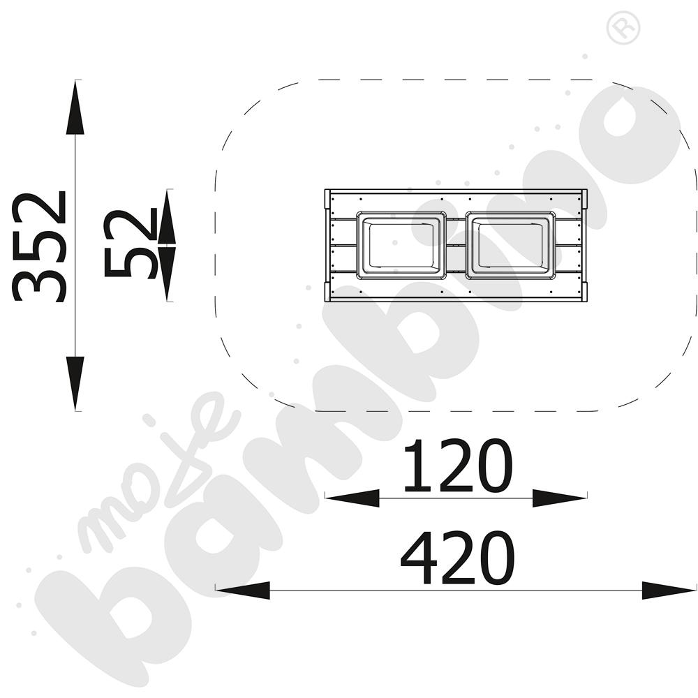 Stolik Terra z 2 pojemnikami, duży z kotwami