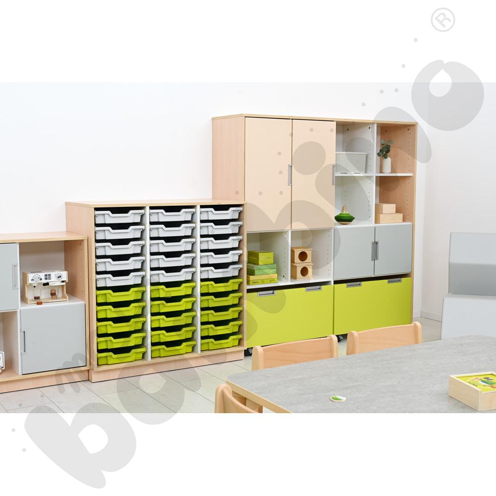 Quadro - szafka M+ na plastikowe pojemniki - z 2 przegrodami, klon jasny Quadro - szafka M+ na plastikowe pojemniki - z 2 przegrodami, klon jasny