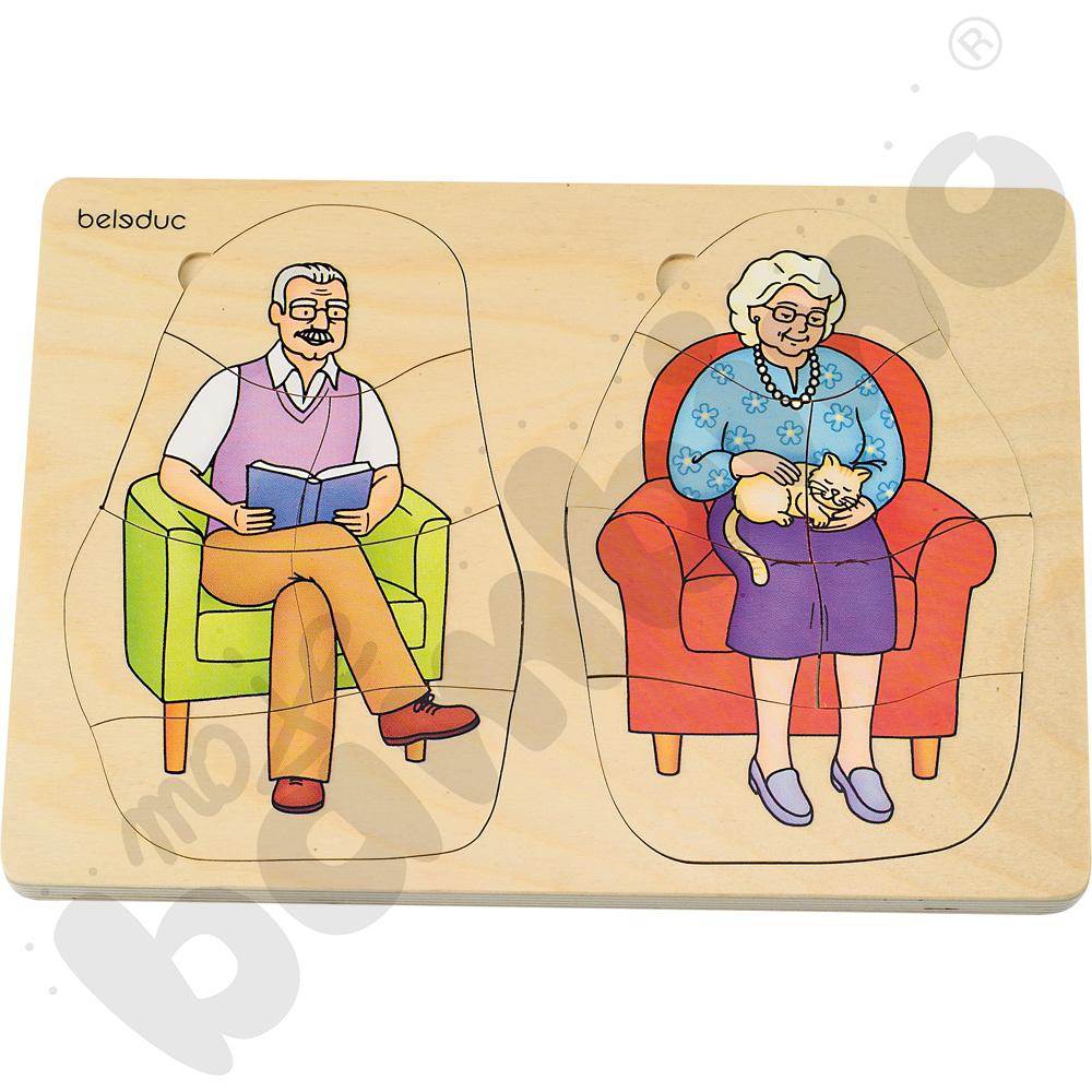 Edukacyjne puzzle warstwowe - dziadek i babcia