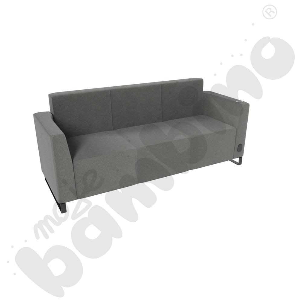 Sofa Universum 3-os. wys. 82 cm, 2 boki niskie, prawy z gniazdkiem elektrycznym i indukcją, tkanina KG22