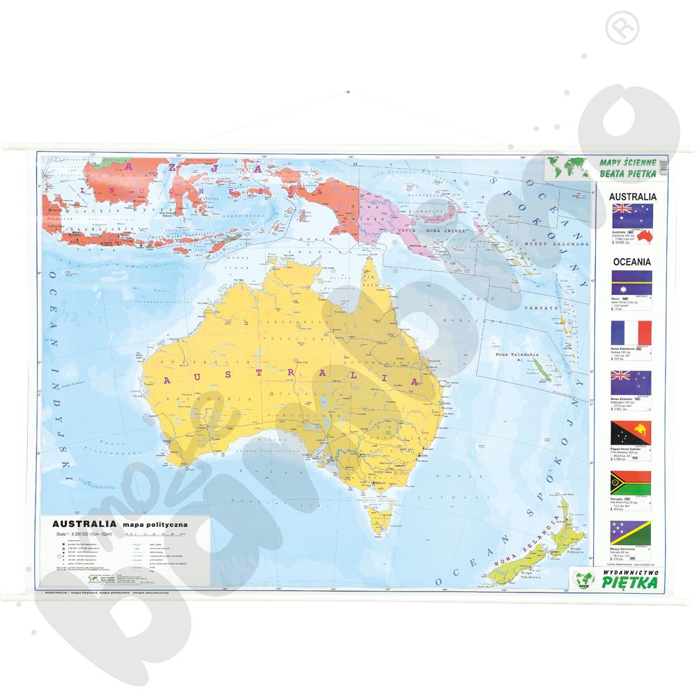 Australia - dwustronna mapa fizyczna/polityczna, 140 x 100 cm 