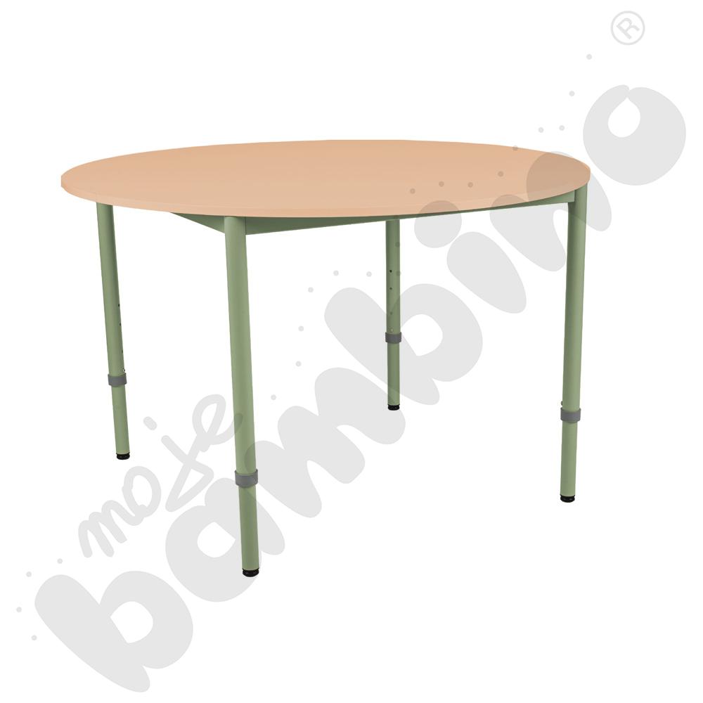 Stół Mila okrągły 120 cm, z reg. wys. 1-4, blat klon, stelaż oliwkowy