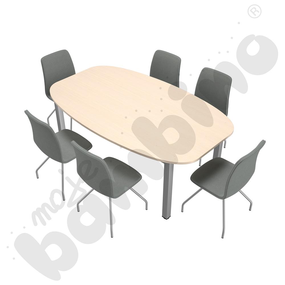 Stół owalny Grande z 6 krzesłami Presto, rozm. 6