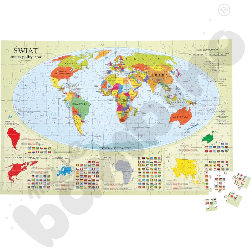 Puzzle edukacyjne - mapa świata