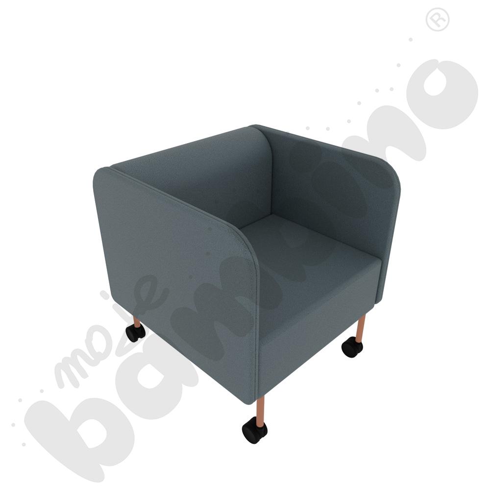 Fotel Versa z kółkami na miękką powierzchnię, stelaż łososiowy, tkanina BD13