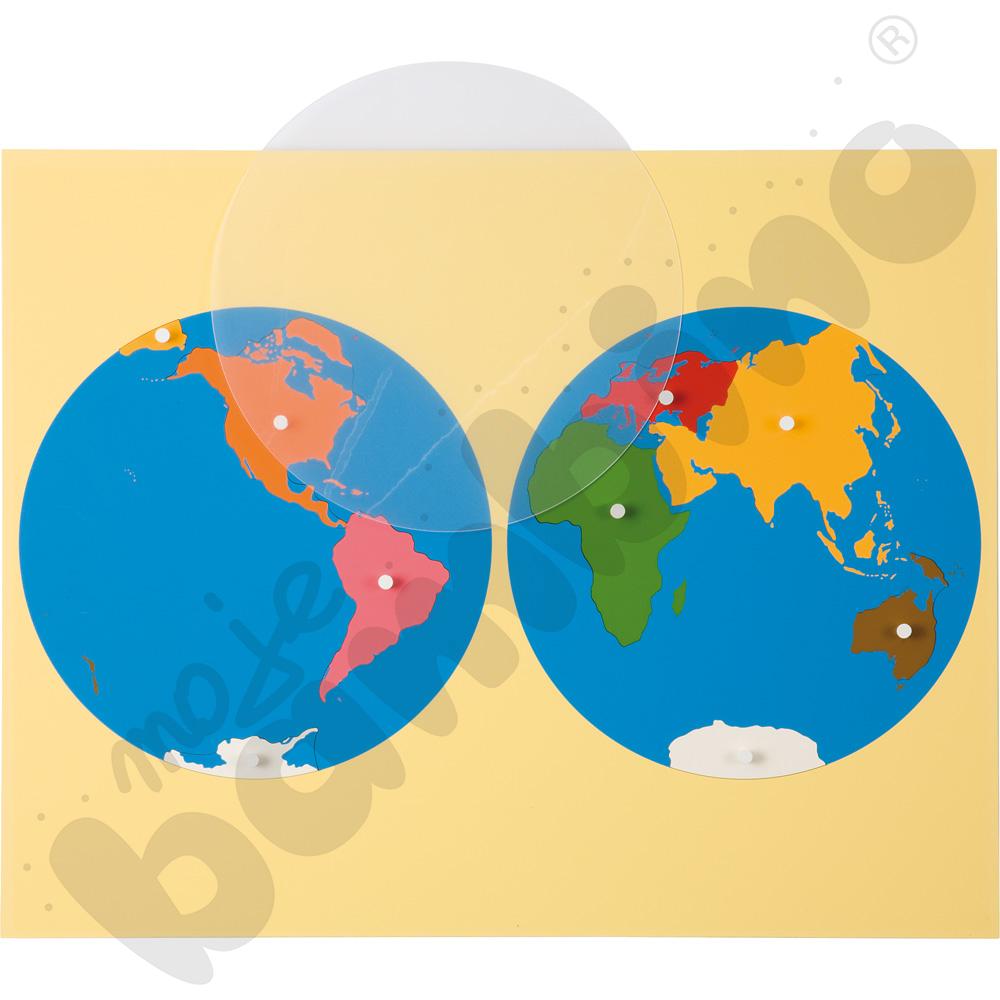 Mapa świata - dwie półkule - puzzle
