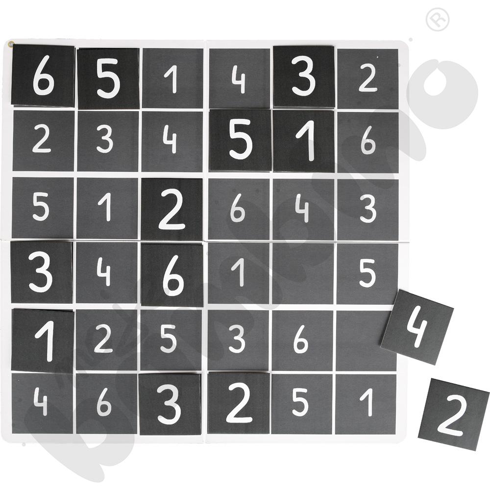 Sudoku dwustronne 6 x 6 - kości i cyfry