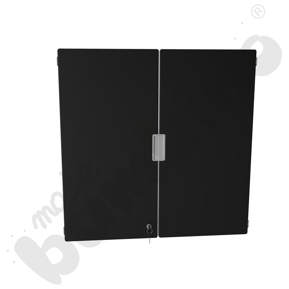 Quadro - drzwiczki 90 z zamkiem średnie, 1 para, cichy domyk - czarne