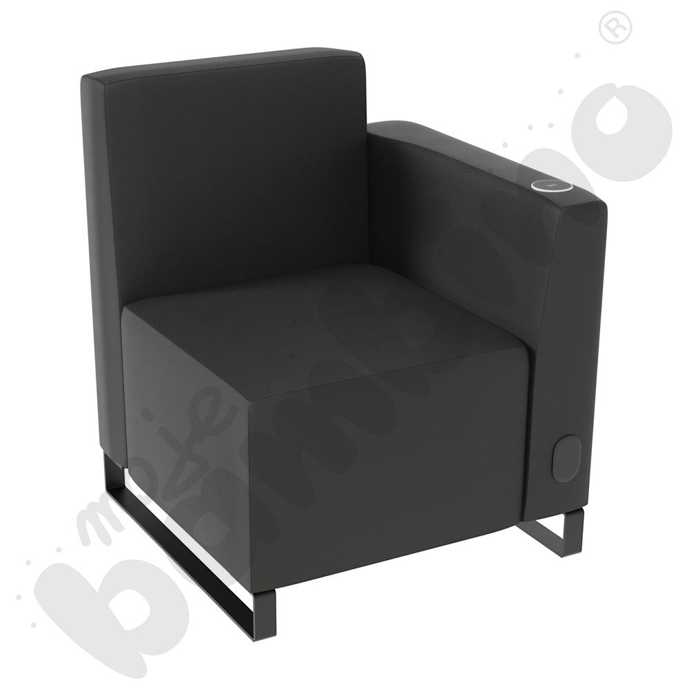 Fotel Universum wys. 82 cm, bok niski prawy z gniazdkiem elektrycznym i indukcją, tkanina MT01