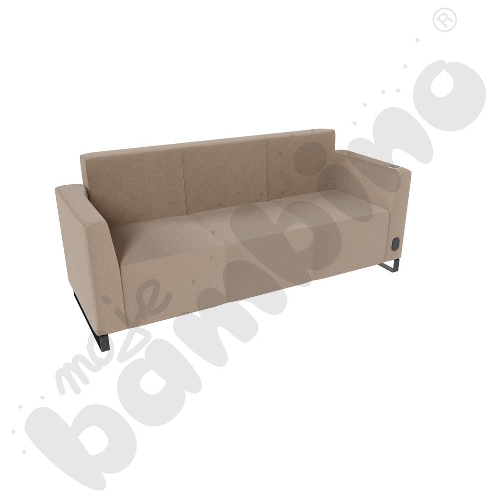 Sofa Universum 3-os. wys. 82 cm, 2 boki niskie, prawy z gniazdkiem elektrycznym i indukcją, tkanina KG34