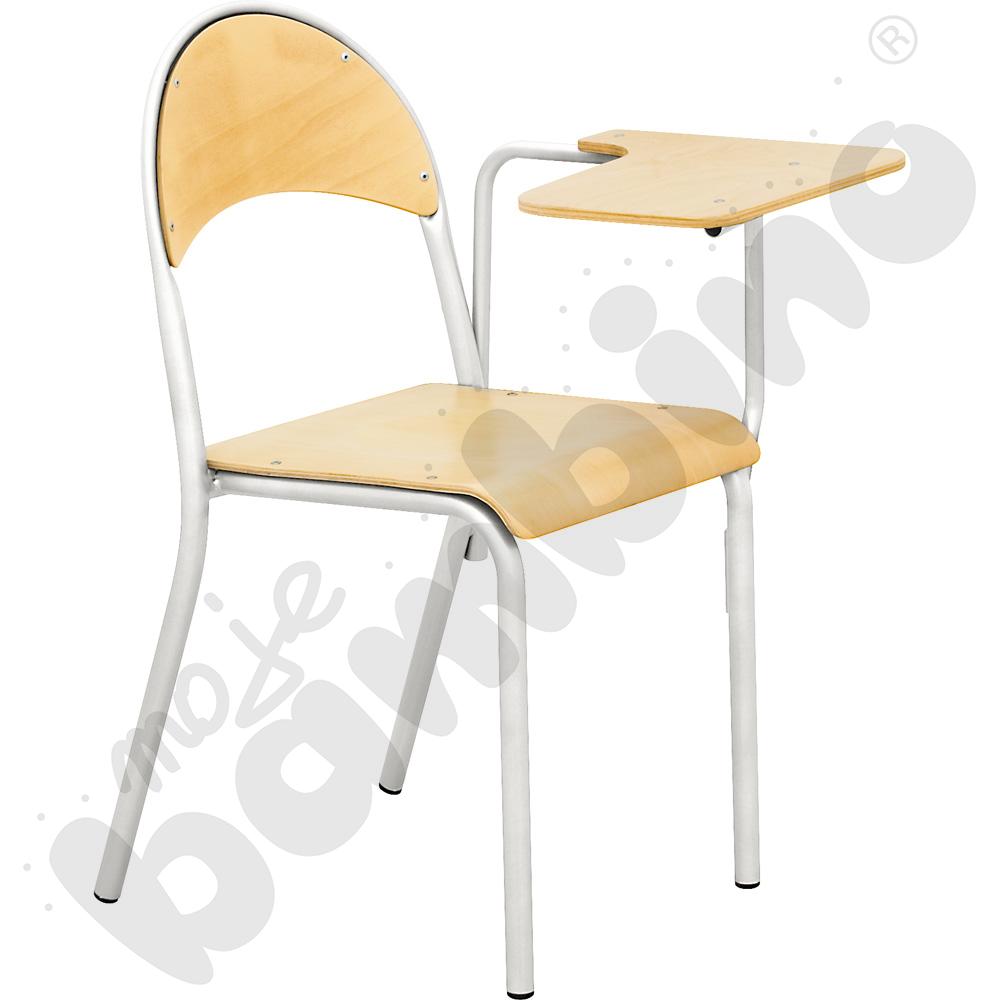 Krzesło P z pulpitem stałym rozm. 6 srebrne lewostronne