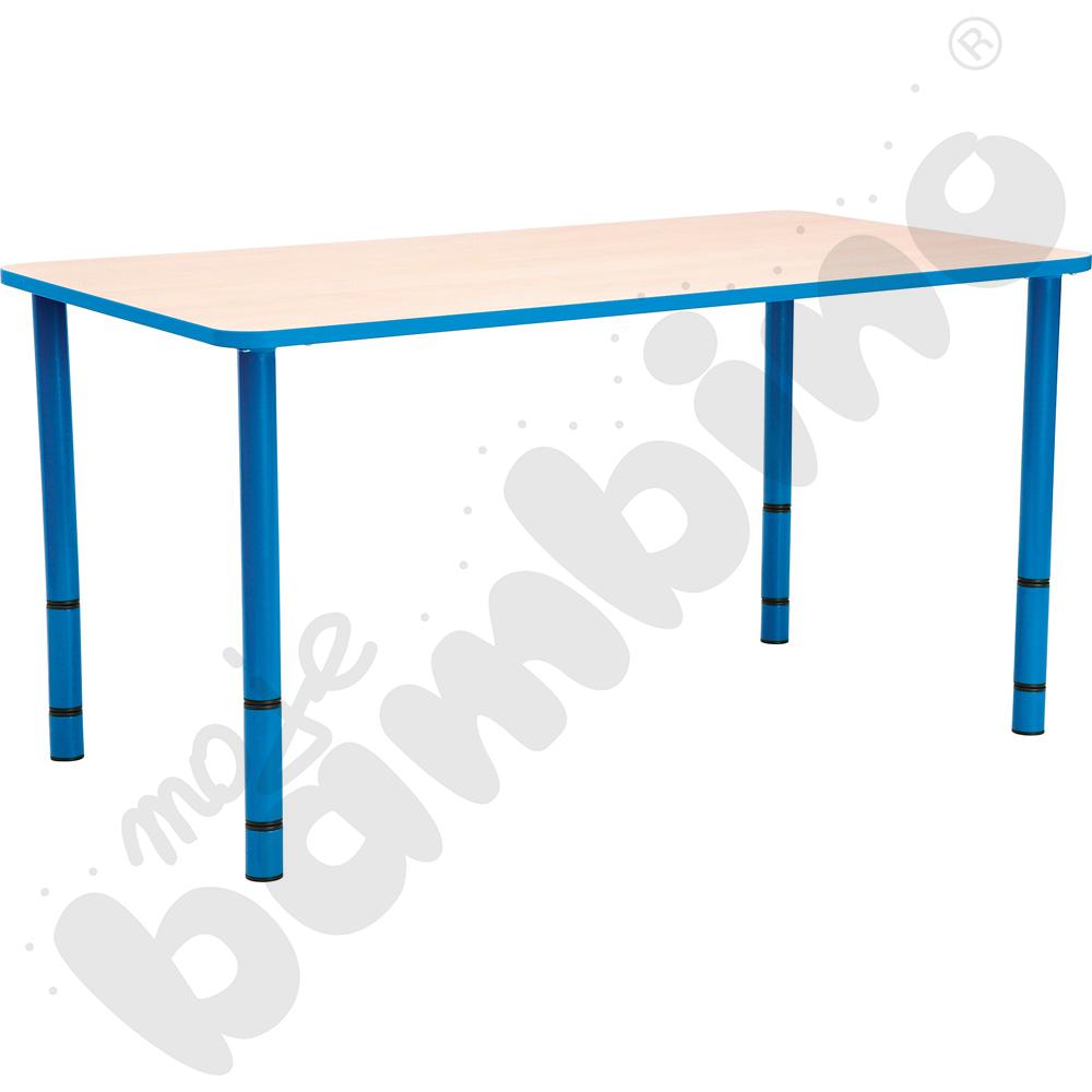 Stół Bambino prostokątny z jasnoniebieskim obrzeżem z regulowaną wys. 