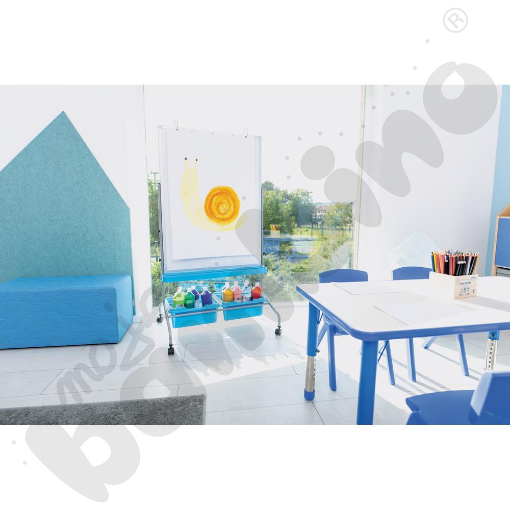Tablica suchościeralna magnetyczna mobilna 75 x 100 cm - niebieskie pojemniki