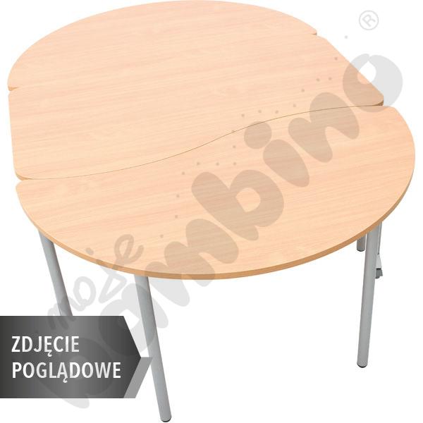 Stół Mila półokrągły z falą 140x70, blat HPL szary, narożniki zaokrąglone, rozm. 4 z dwoma kółkami