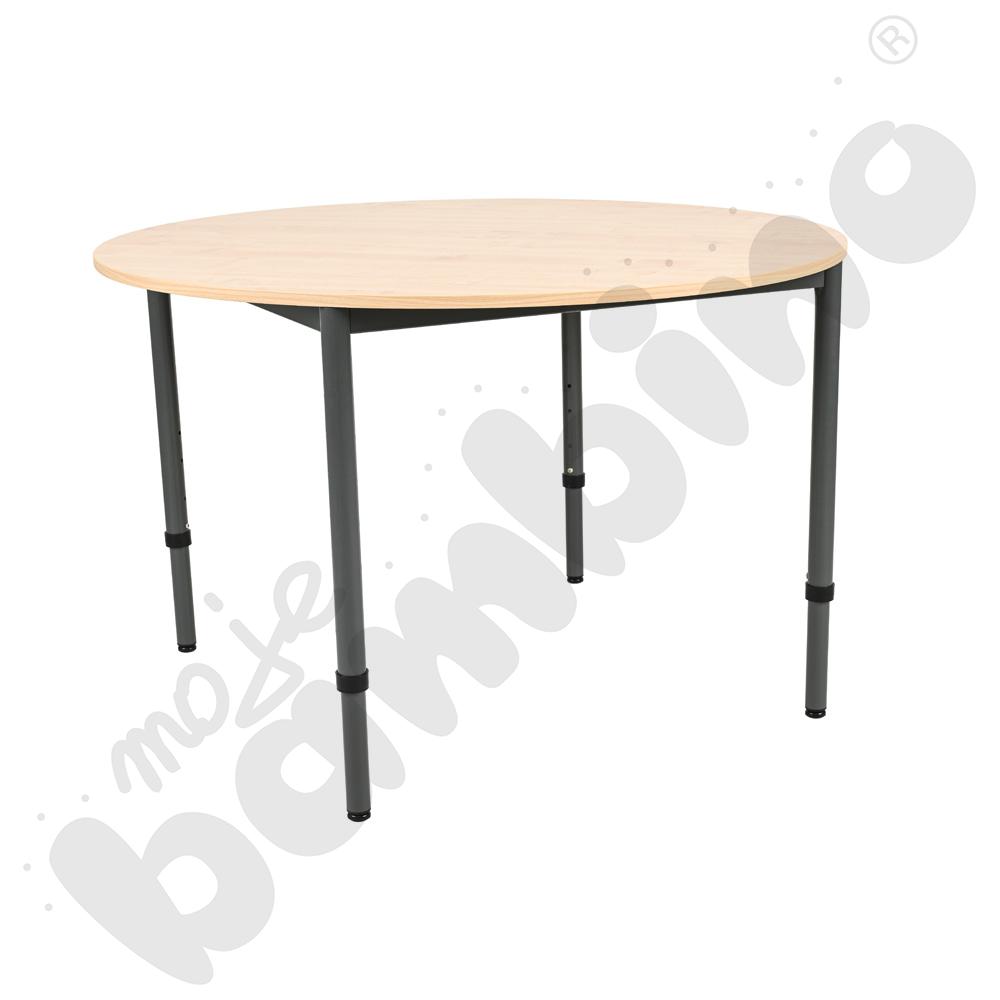 Stół Mila okrągły 120 cm, z reg. wys. 3-6, blat klon jasny, stelaż antracytowy