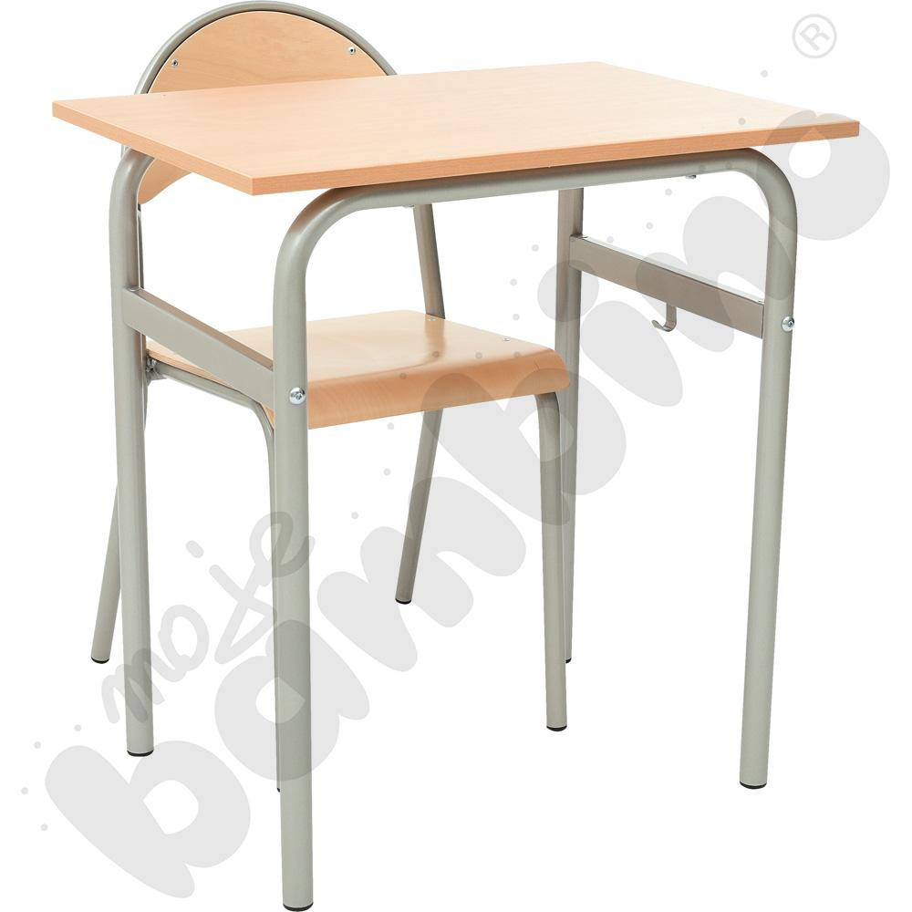 Stół Daniel 1-os. buk z krzesłem P, rozm. 6, aluminium