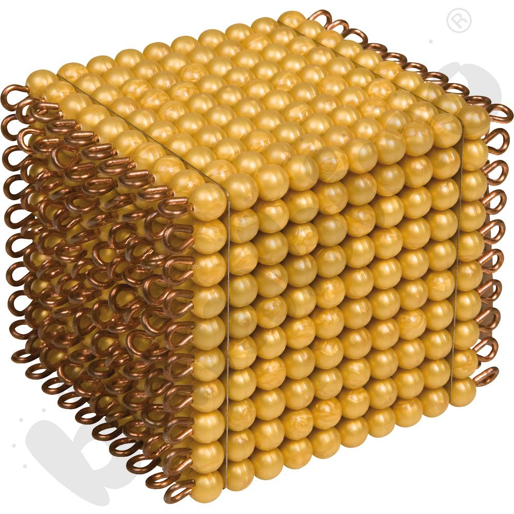 Kostka złotych koralików Montessori