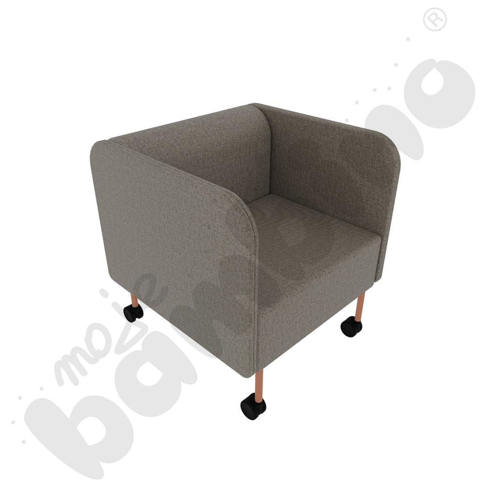 Fotel Versa z kółkami na twardą powierzchnię, stelaż łososiowy, tkanina RO37