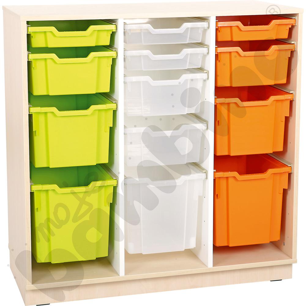 Quadro - szafka M+ na plastikowe pojemniki - z 2 przegrodami, klon jasny Quadro - szafka M+ na plastikowe pojemniki - z 2 przegrodami, klon jasny