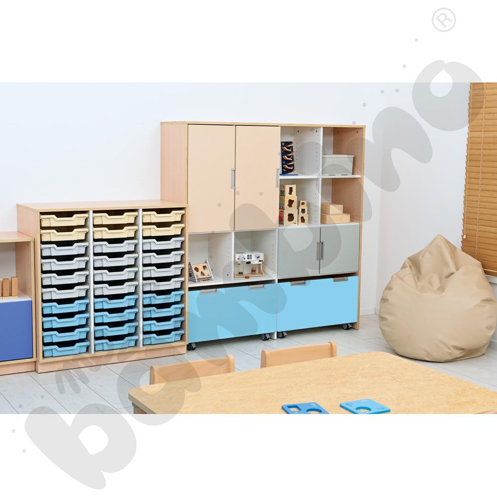 Quadro - szafka M+ na plastikowe pojemniki - z 2 przegrodami, klon jasny Quadro - szafka M+ na plastikowe pojemniki - z 2 przegrodami, klon jasny