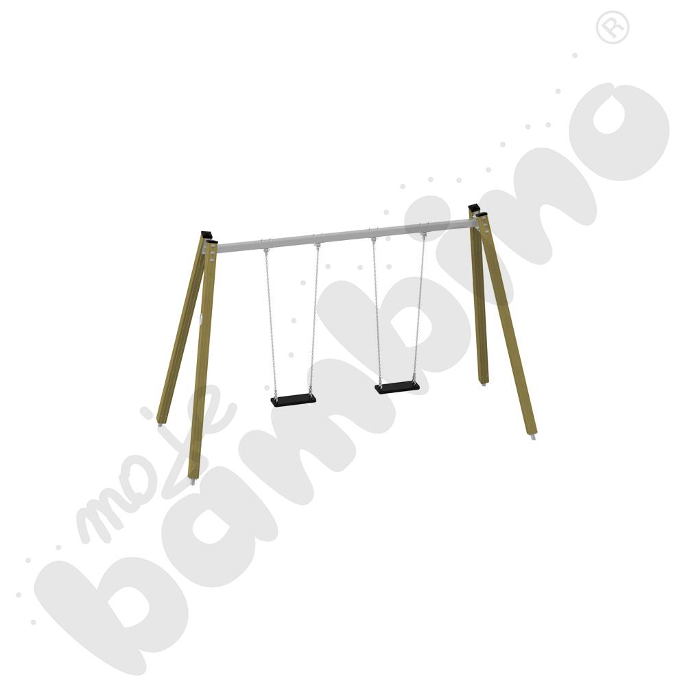 Huśtawka podwójna drewniana Triangulo/ bez zawiesi