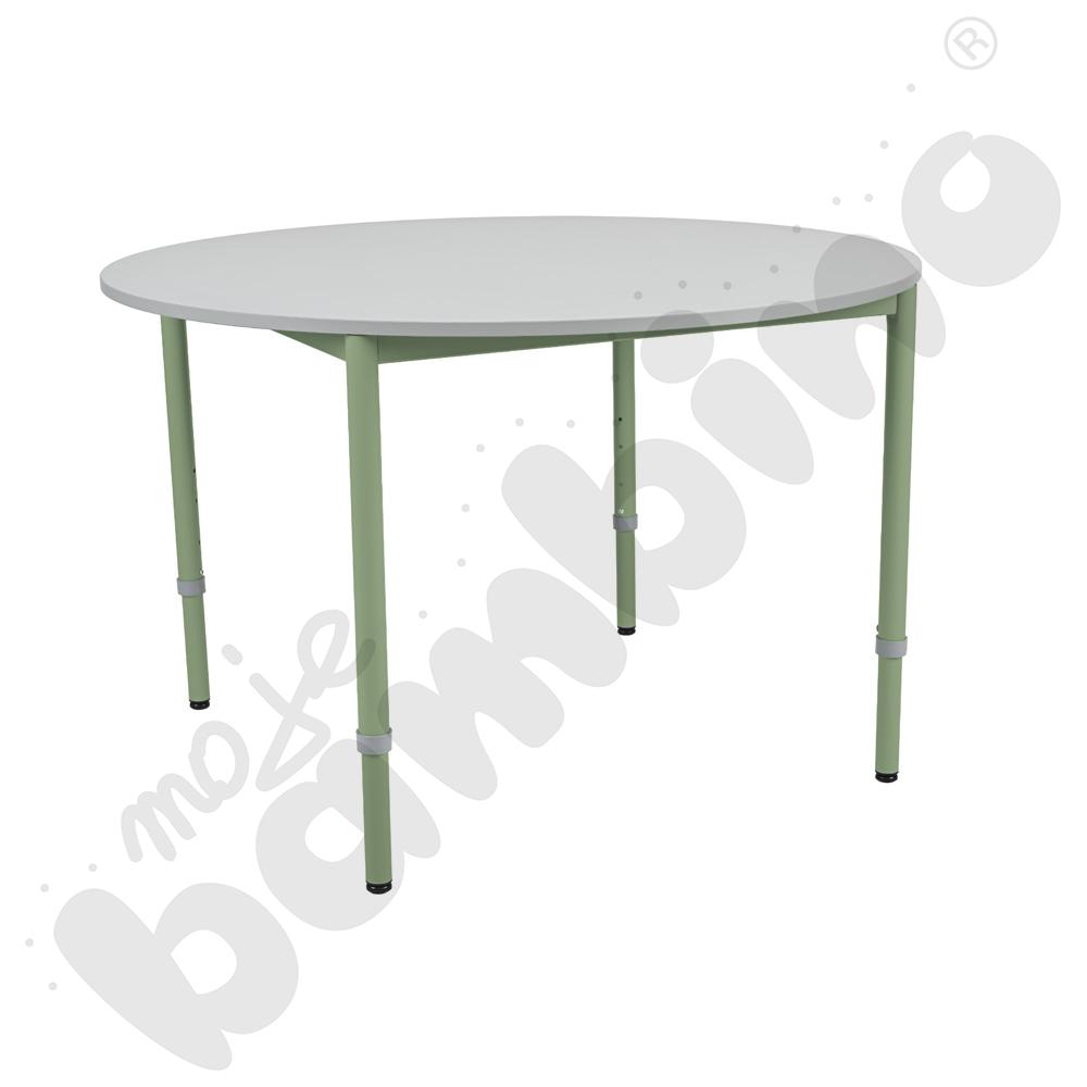 Stół Mila okrągły 120 cm, z reg. wys. 1-4, blat szary, stelaż oliwkowy