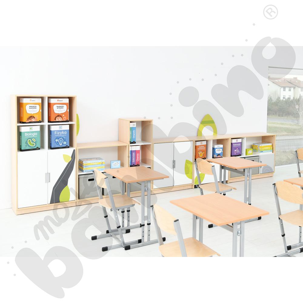 Stół IN-R 70x50 rozm. 3-7, 1-os., stelaż aluminium, blat buk, obrzeże ABS, narożniki proste