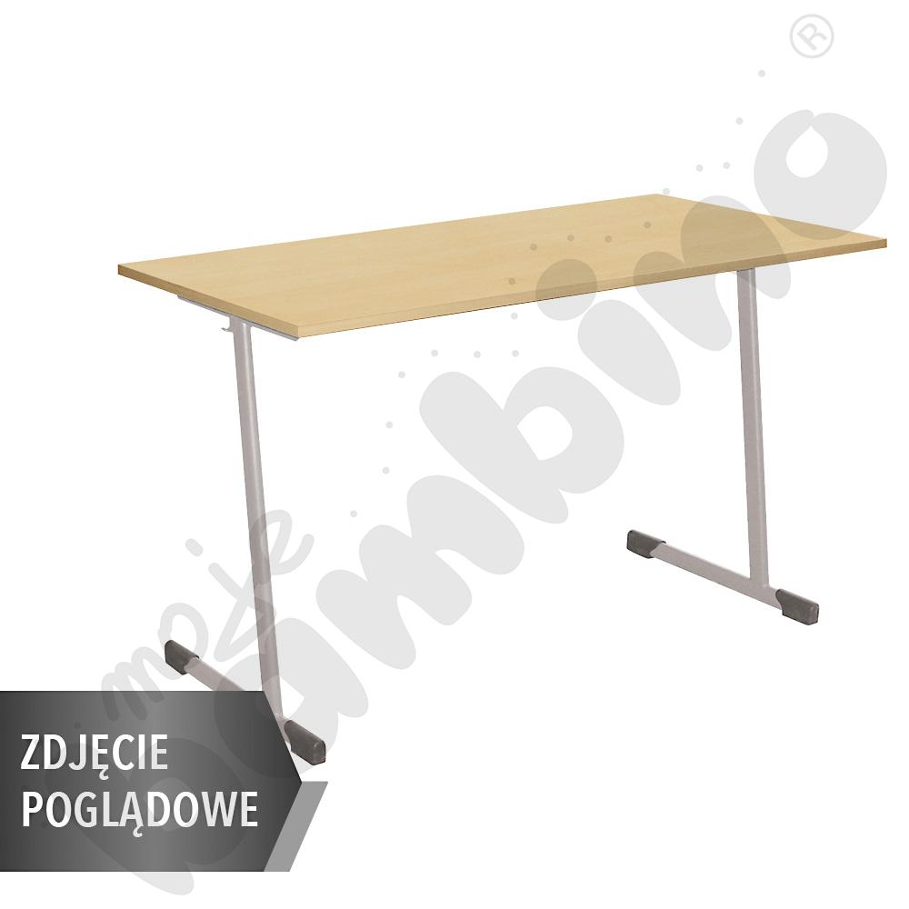 Stół T 130x50 rozm. 6, 2os., stelaż czarny, blat szary, obrzeże ABS, narożniki proste