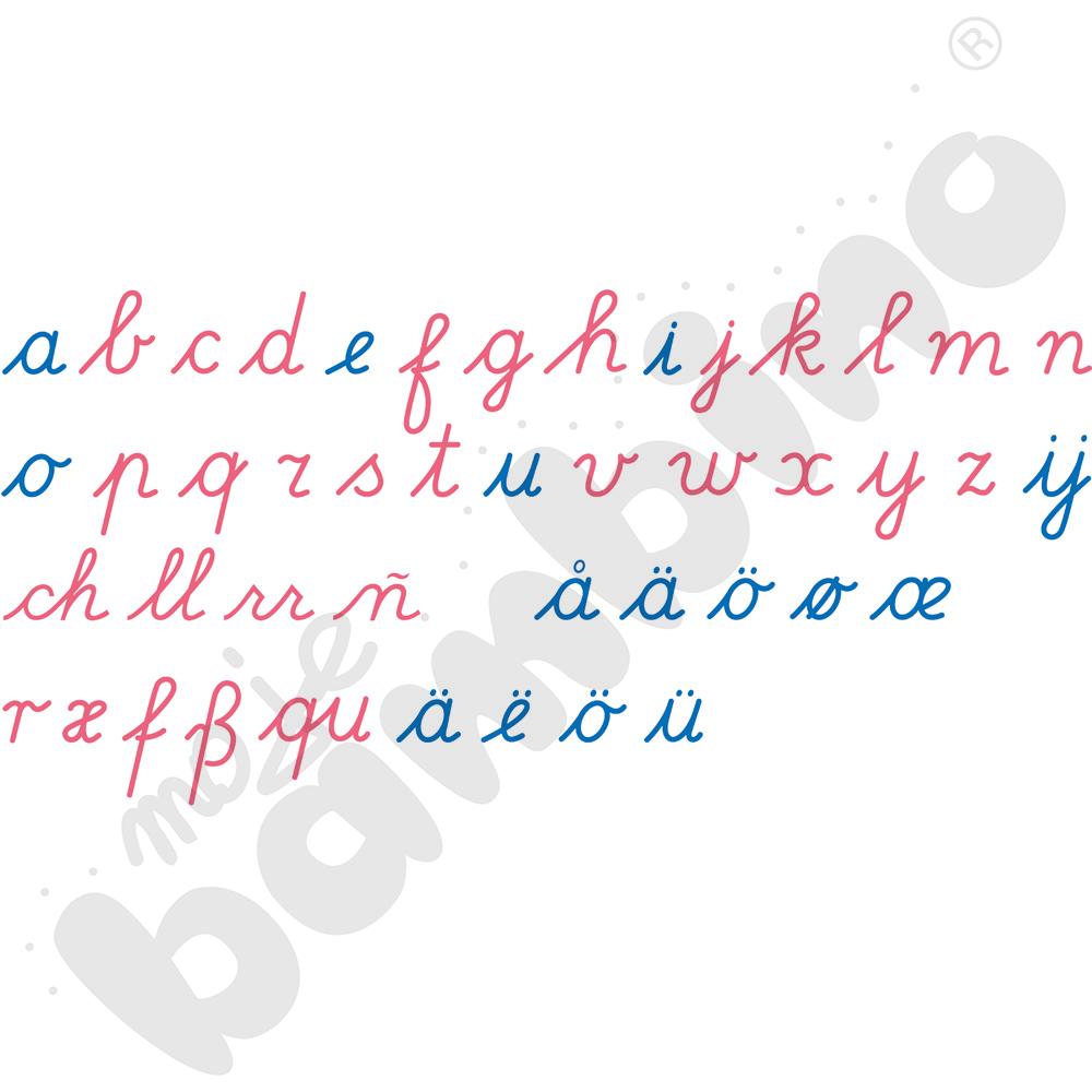 Duży ruchomy alfabet - małe litery pisane kursywą