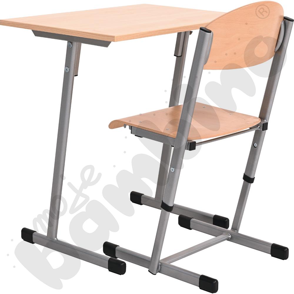 Stół T 1-os. klon z krzesłem T, rozm. 5-6, aluminium