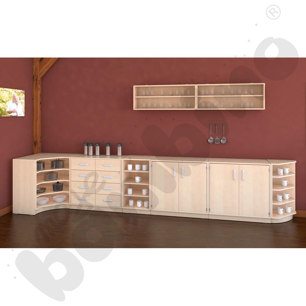 Szafka słupek Flexi z 3 półkami na cokole, brzoza