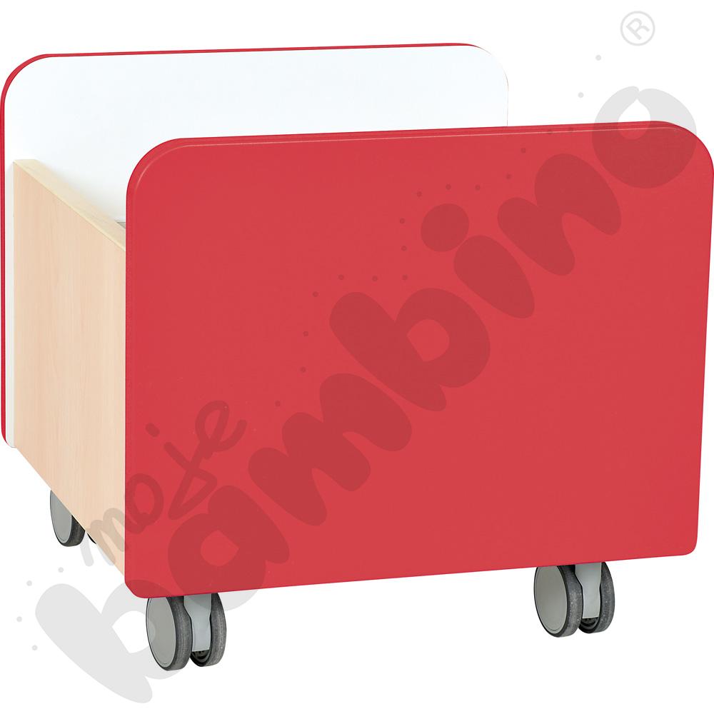 Quadro - pojemnik na kółkach średni, czerwony, klonowa skrzynia