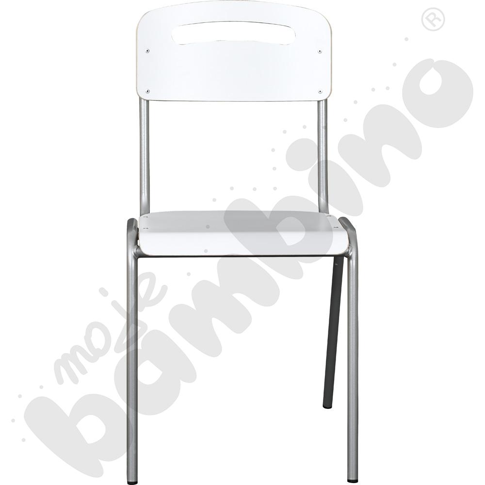 Krzesło H białe rozm. 6, stelaż srebrny
