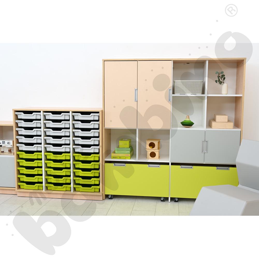 Quadro - szafka M+ na plastikowe pojemniki - z 2 przegrodami, klon jasny Quadro - szafka M+ na plastikowe pojemniki - z 2 przegrodami, klon jasny