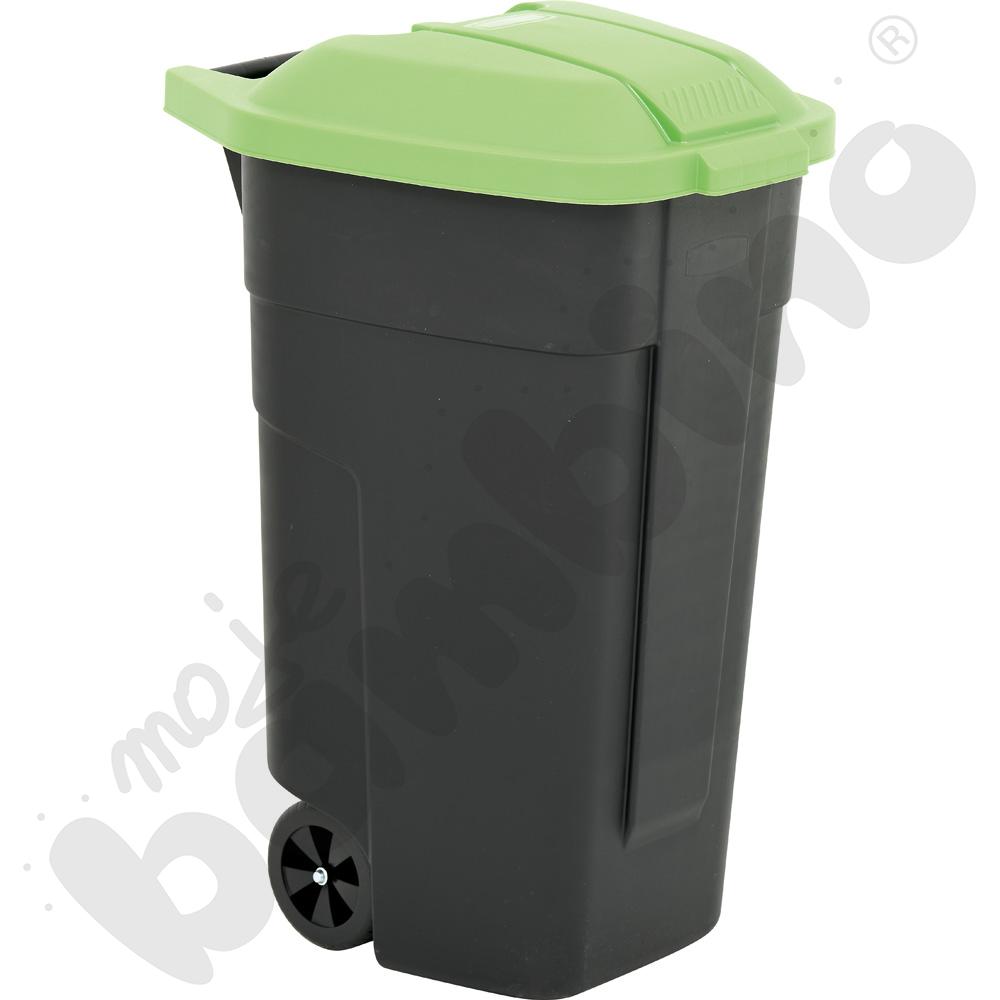 Pojemnik na kółkach do segregacji odpadów 110 L, zielona pokrywa