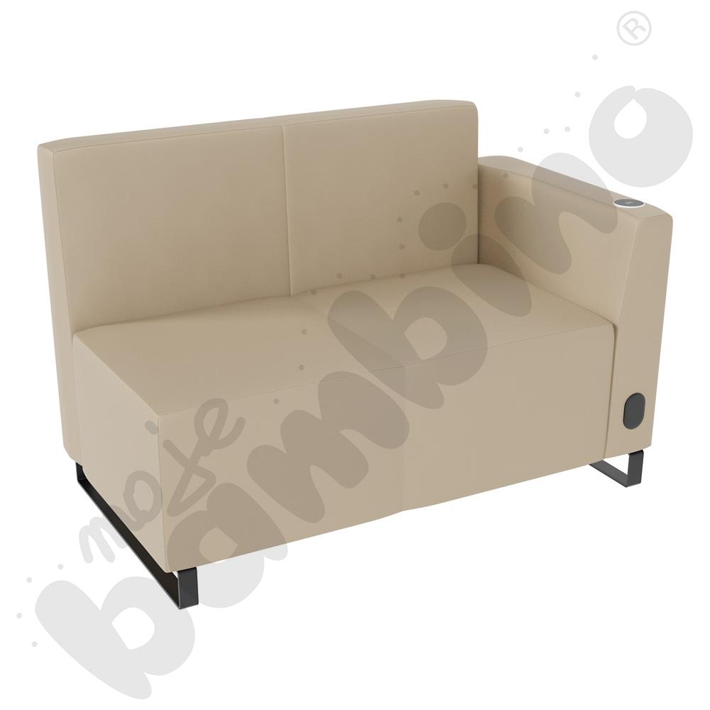 Sofa Universum 2-os. wys. 82 cm, bok niski prawy z gniazdkiem elektrycznym i indukcją, tkanina MT05