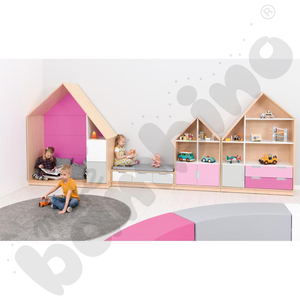 Quadro - szafka-domek z 3 półkami i na 4 szerokie szuflady, skrzynia klon jasny Quadro - szafka-domek z 3 półkami i na 4 szerokie szuflady, skrzynia klon jasny