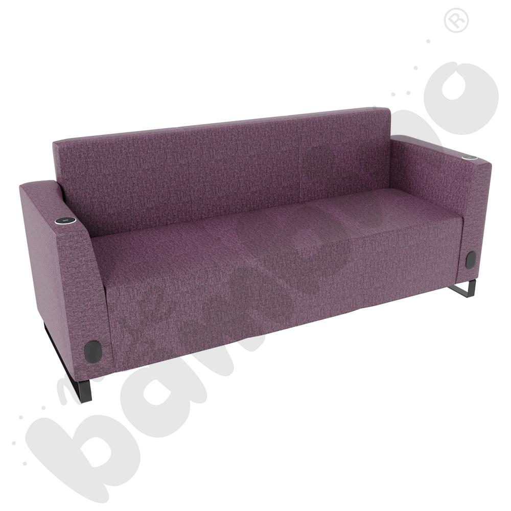 Sofa Universum 3-os. wys. 82 cm, 2 boki niskie, oba z gniazdkiem elektrycznym i indukcją, tkanina RO13
