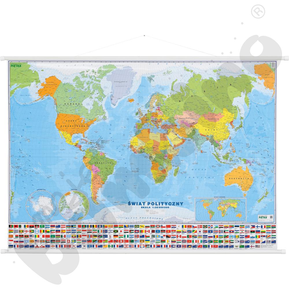 Świat - mapa polityczna, 190 x 130 cm