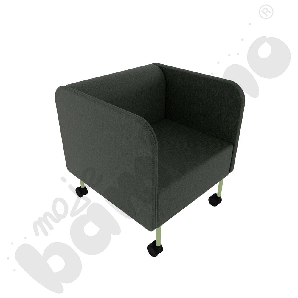 Fotel Versa z kółkami na twardą powierzchnię, stelaż oliwkowy, tkanina RO33 Fotel Versa z kółkami na twardą powierzchnię, stelaż oliwkowy, tkanina RO33