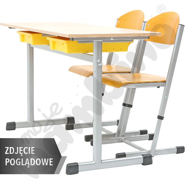Stół G 130x55 rozm. 6, 2os., stelaż żółty, blat szary, obrzeże ABS, narożniki proste