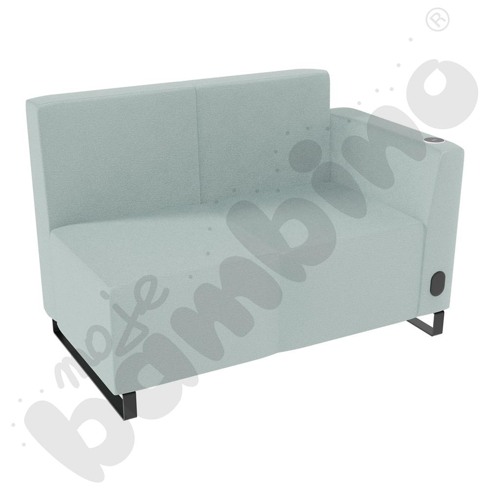 Sofa Universum 2-os. wys. 82 cm, bok niski prawy z gniazdkiem elektrycznym i indukcją, tkanina KG02