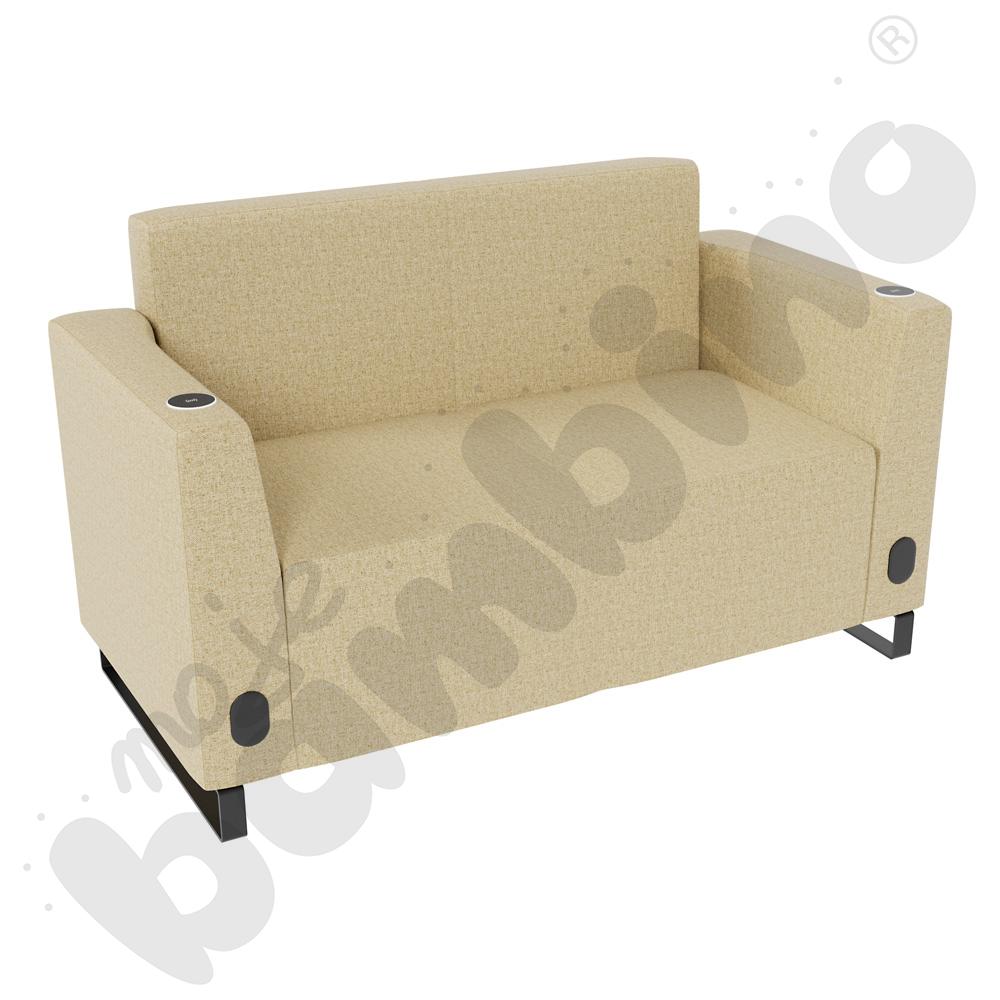 Sofa Universum 2-os. wys. 82 cm, 2 boki niskie, oba z gniazdkiem elektrycznym i indukcją, tkanina RO09