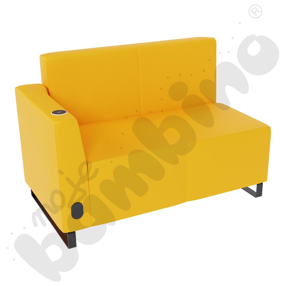 Sofa Universum 2-os. wys. 82 cm, bok niski lewy z gniazdkiem elektrycznym i indukcją, tkanina MT09